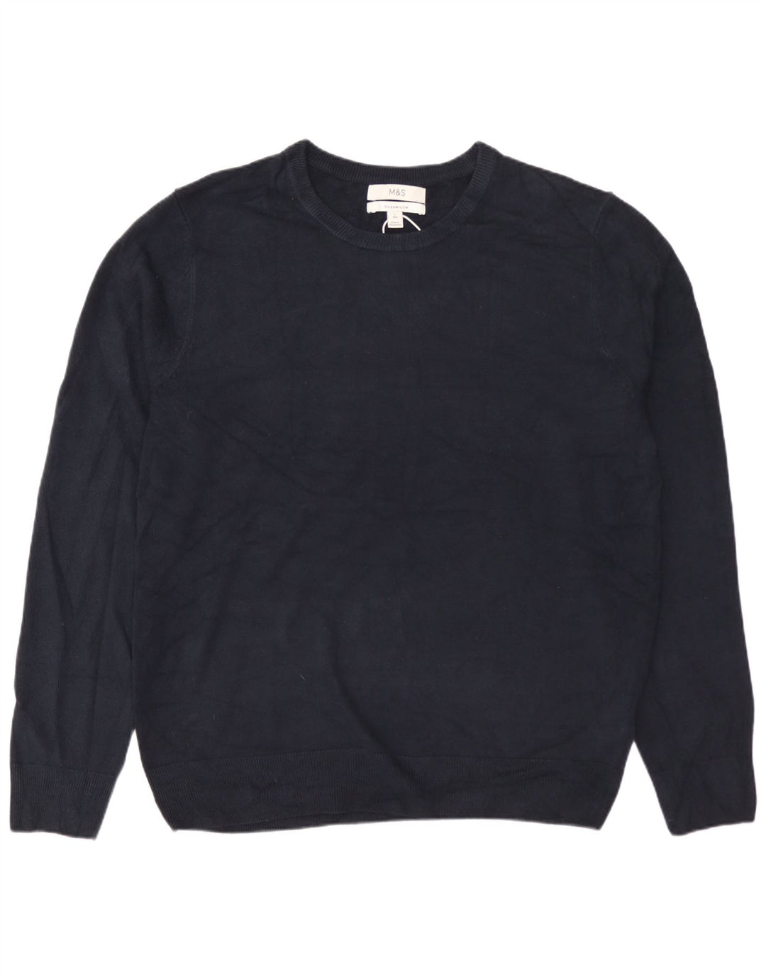 MARKS & SPENCER Mens Crew Neck Jumper Sweater Large Navy Blue Acrylic