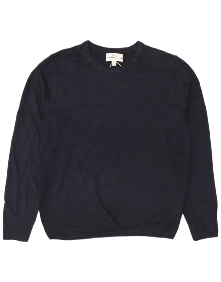 MARKS & SPENCER Mens Crew Neck Jumper Sweater Large Navy Blue Acrylic