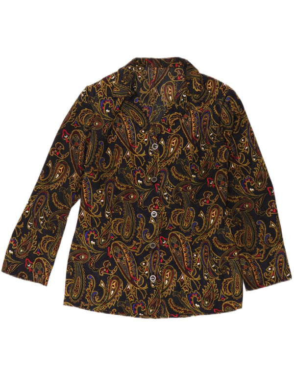 Jachetă Blazer Vintage pentru femei cu 5 nasturi UK 12 Medium Bleumarin Paisley