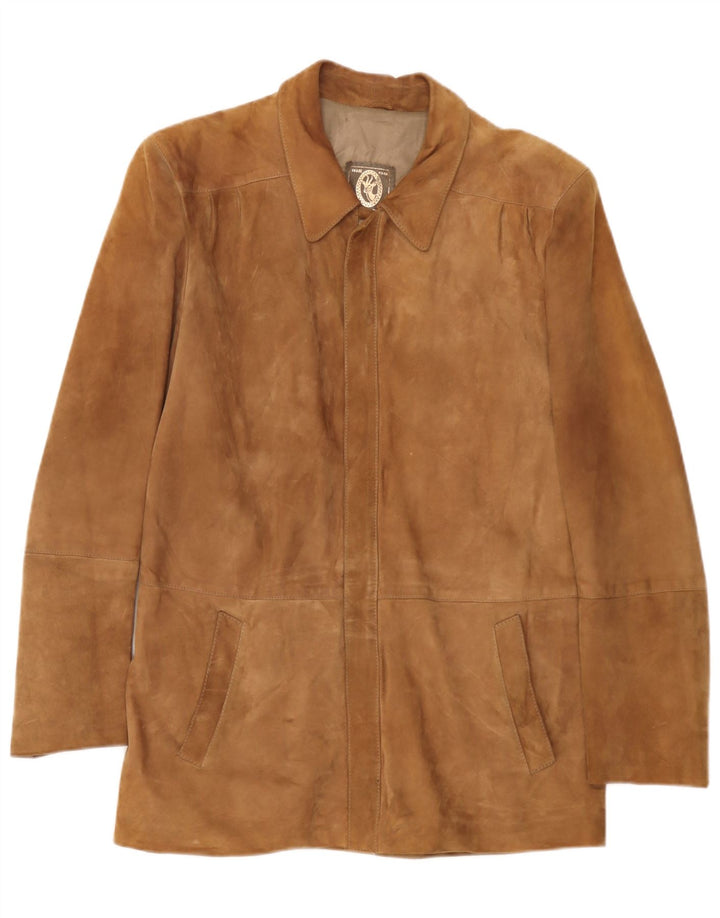 Vintage Mens Suede Jacket IT 48 Medium Brown Leather
