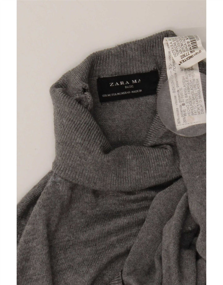 Zara Herre rullehals sweater mellemgrå viskose