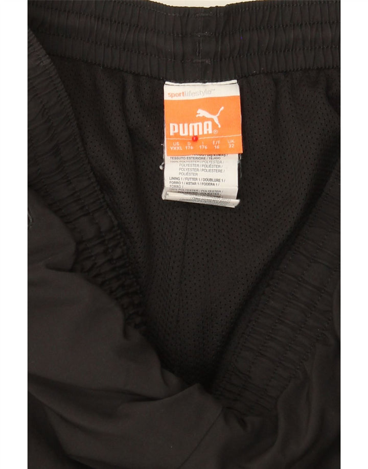 PUMA Boys Tracksuit Trousers 15-16 Years Black Polyester Vintage Puma and Second-Hand Puma from Messina Hembry 