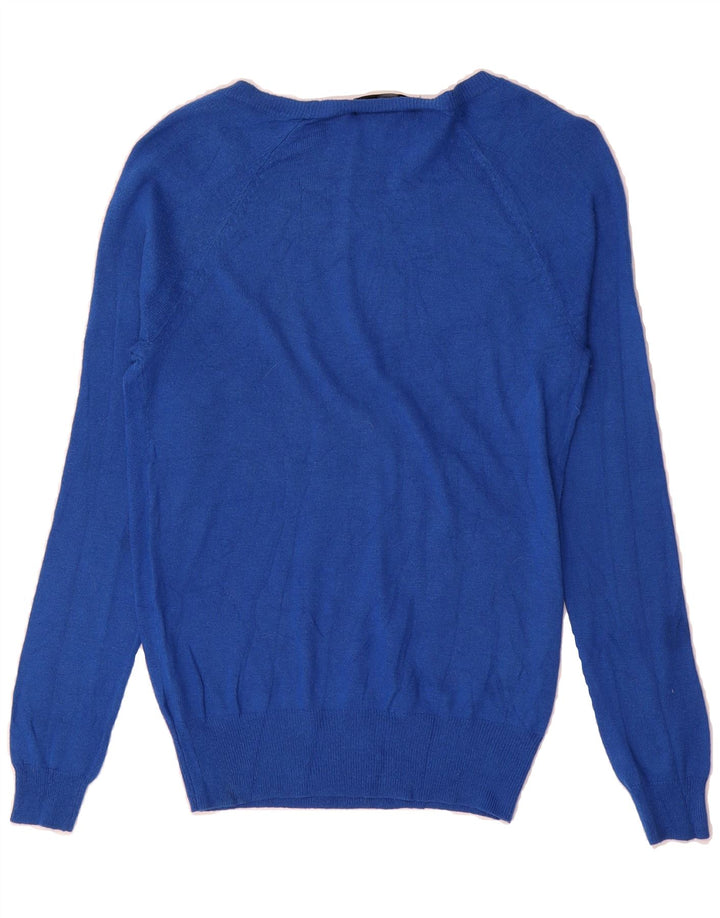 MOSSIMO Womens Boat Neck Jumper Sweater UK 12 Medium Blue Nylon Vintage Mossimo and Second-Hand Mossimo from Messina Hembry 