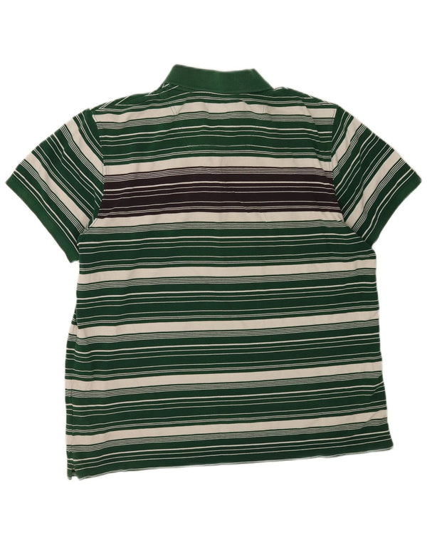 Timberland Mens Regular Fit Polo Shirt XL Green Striped Cotton