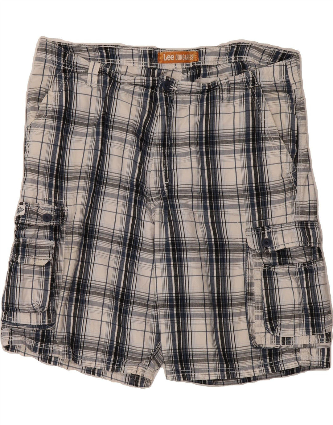 LEE Mens Cargo Shorts W42 2XL Navy Blue Check Cotton Vintage Lee and Second-Hand Lee from Messina Hembry 