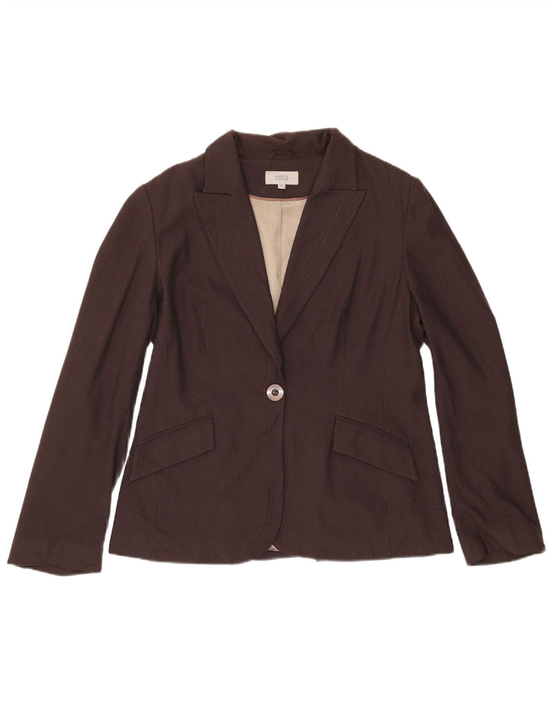 Marks & Spencer Γυναικείο Μπουφάν 1 Κουμπί Blazer UK 14 Μεσαίο Καφέ