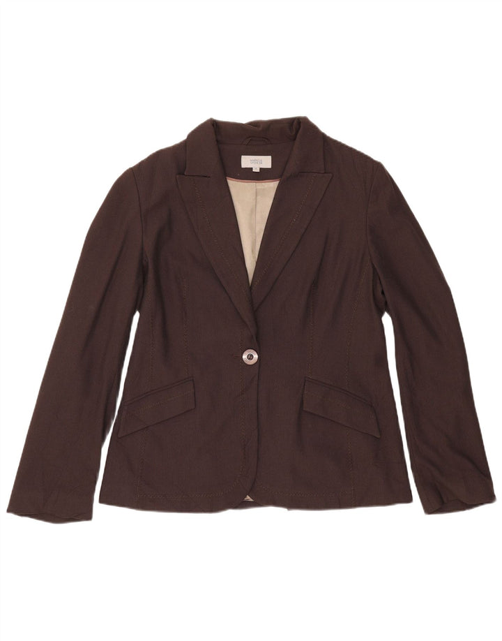 Marks & Spencer Γυναικείο Μπουφάν 1 Κουμπί Blazer UK 14 Μεσαίο Καφέ