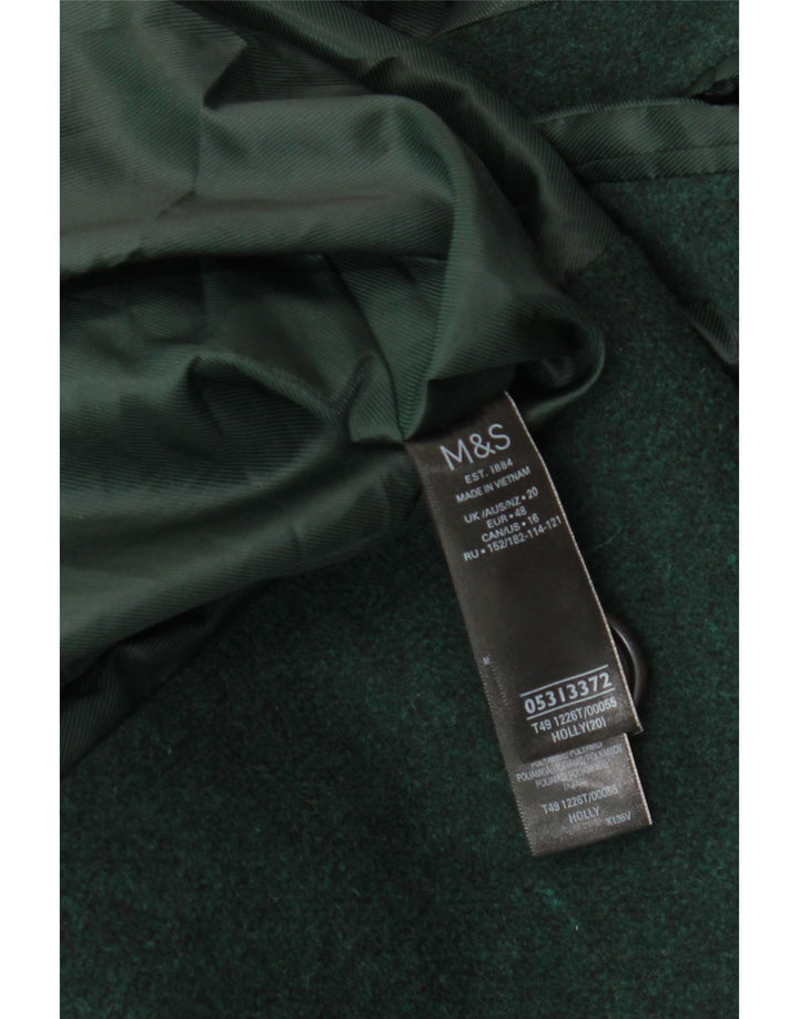 Cappotto doppiopetto da donna Marks & Spencer UK 20 2XL Lana verde