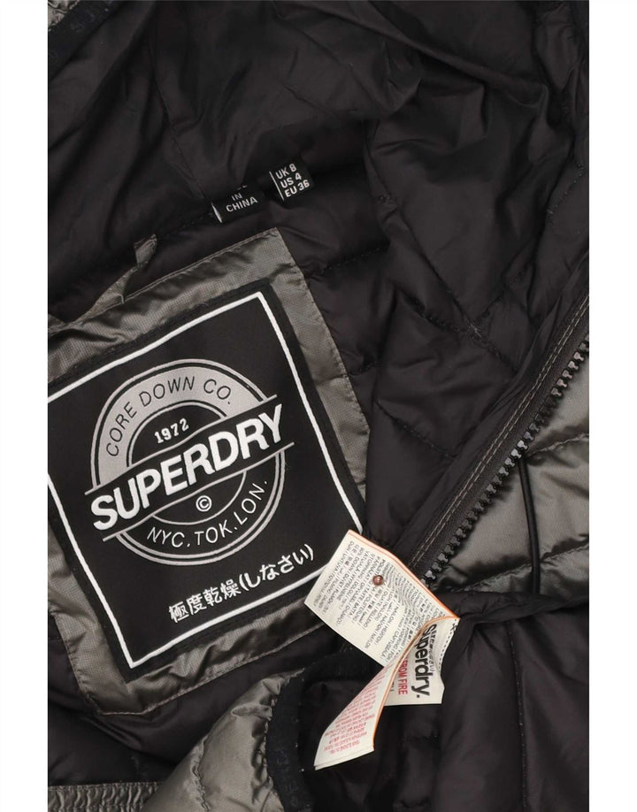 Giacca imbottita con cappuccio da donna Superdry UK 8 Small Poliestere grigio