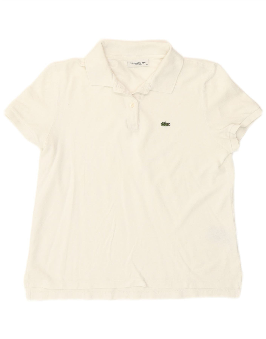 Polo da donna vestibilità regolare Lacoste taglia 38 cotone bianco medio