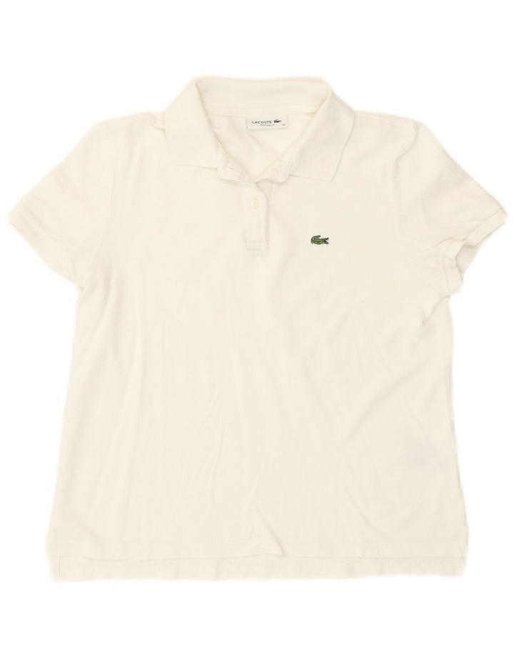 Polo da donna vestibilità regolare Lacoste taglia 38 cotone bianco medio