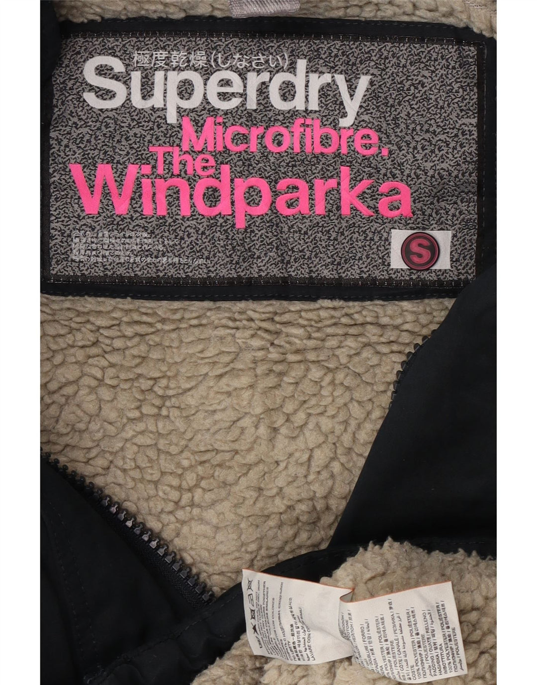 Superdry Womens Graphic Windbreaker Jacket UK 10 Small Navy Blue