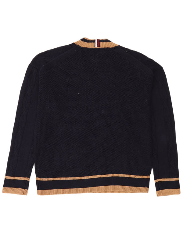 Tommy Hilfiger Herre V-hals sweater Medium Navyblå stribet bomuld