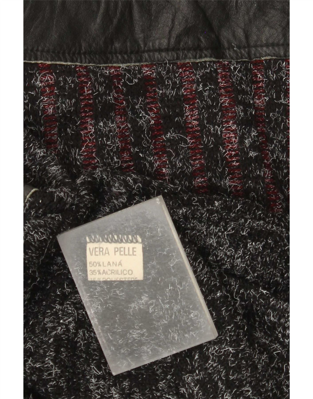 Vintage męski sweter z okrągłym dekoltem duży czarny z wełny w łatki
