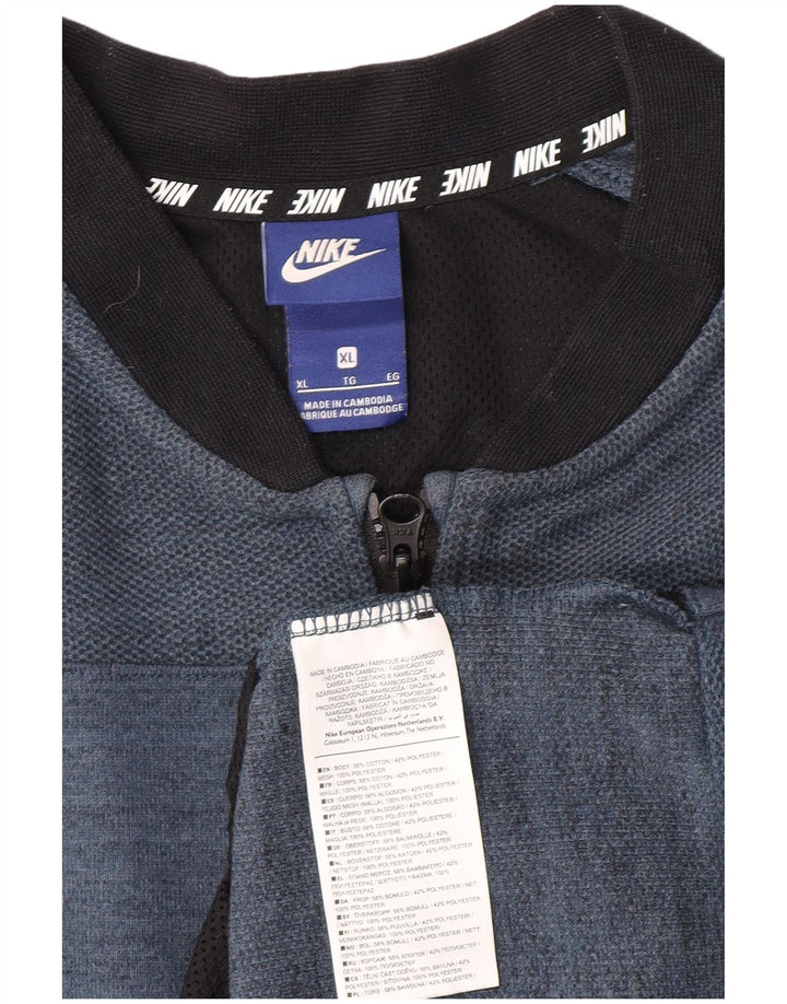 Nike Mens Tracksuit Top Jacket XL Blue Flecked Cotton
