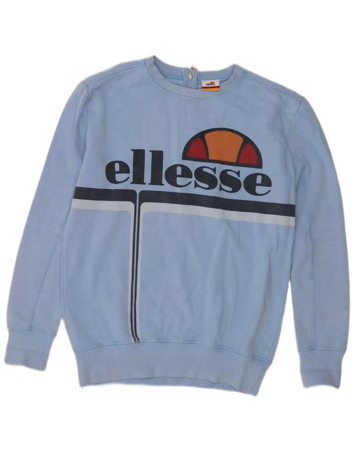 Ellesse Womens Graphic Oversized Sweatshirt Jumper UK 10 Small Blue Cotton