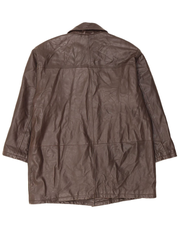 Cappotto in pelle vestibilità ampia da donna Maddox EU 42 Large Marrone