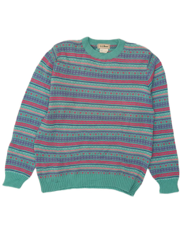 L.L.Bean Mens Crew Neck Jumper Sweater Large Multicoloured Fair Isle Wool