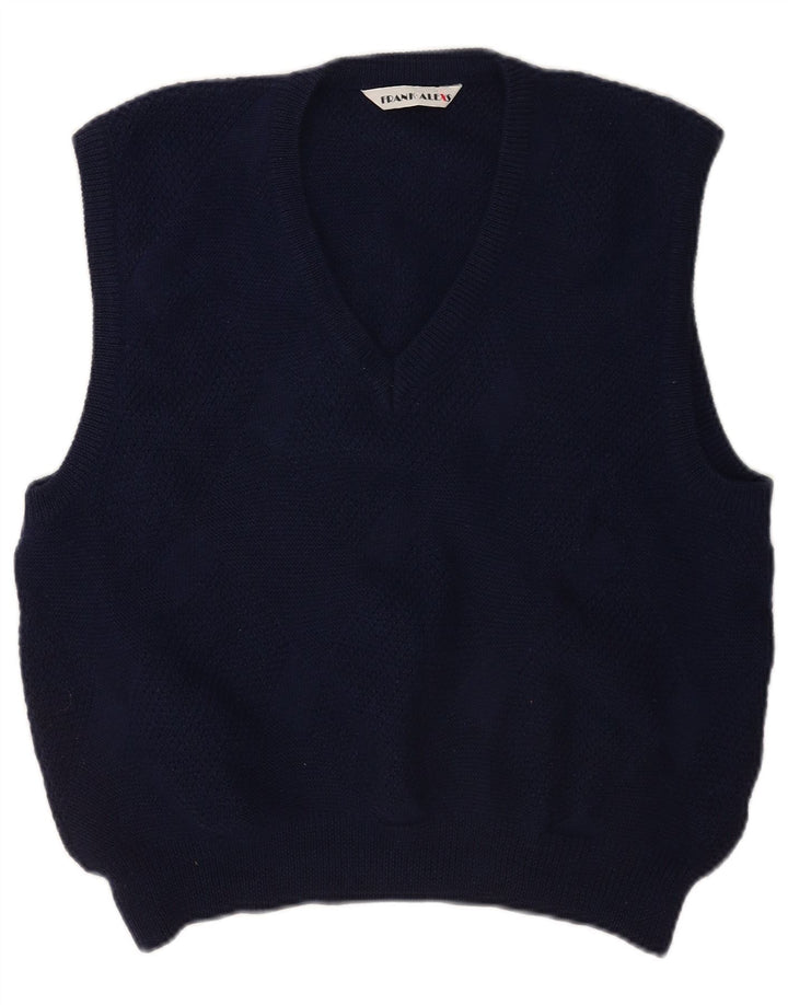Frank Alexs Mens Vest Tank Top Medium Navy Blue Wool