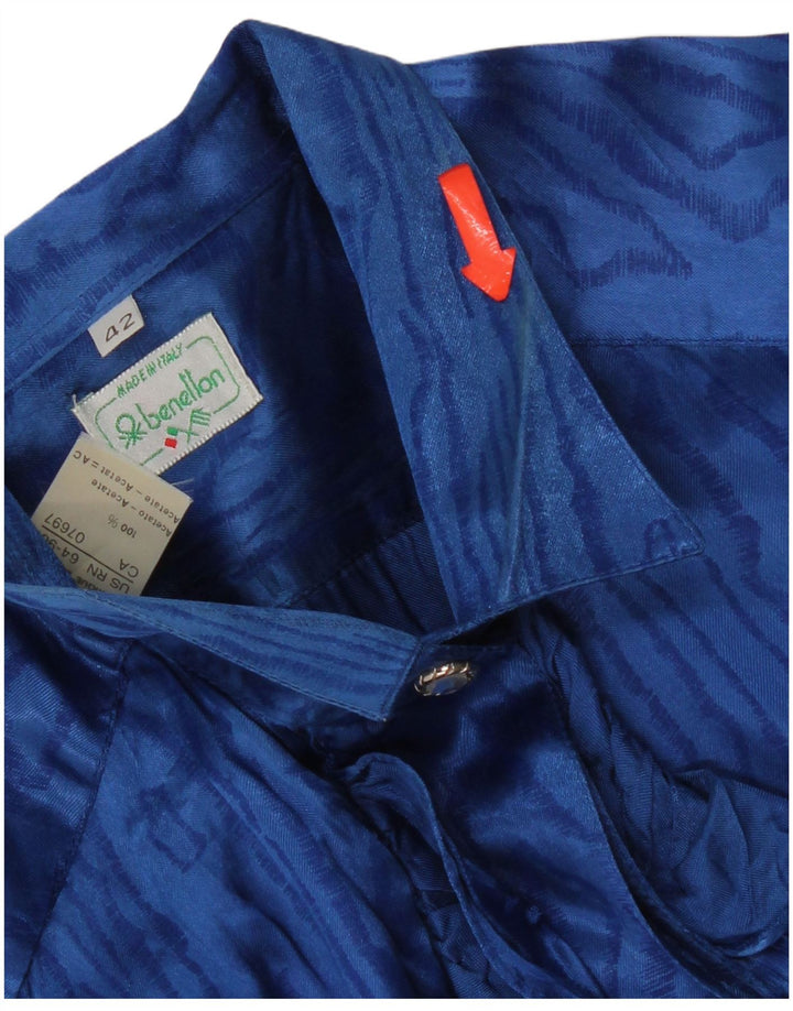 Benetton Femme Chemisier à Motif Abstrait IT 42 Bleu Moyen