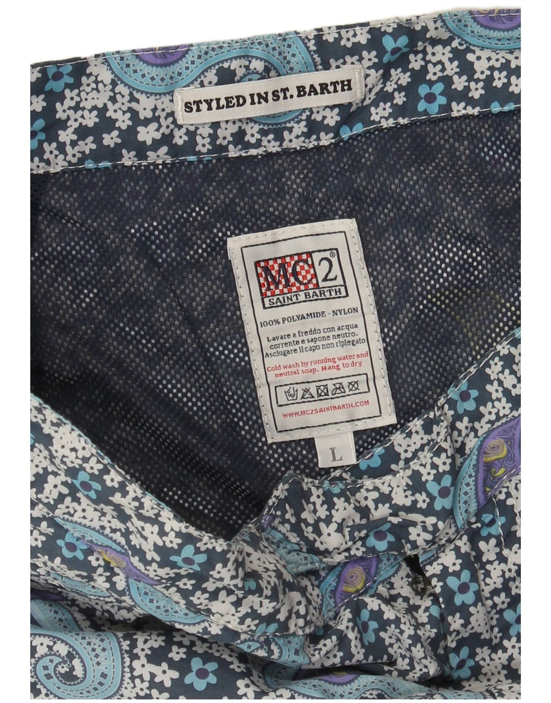 MC2 SAINT BARTH  Mens Swimming Shorts Large  Blue Paisley Polyamide