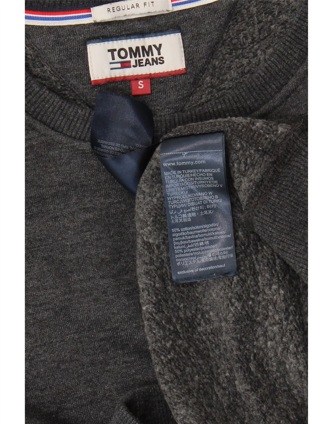 TOMMY HILFIGER Mens Regular Fit Sweatshirt Jumper Small Grey Flecked