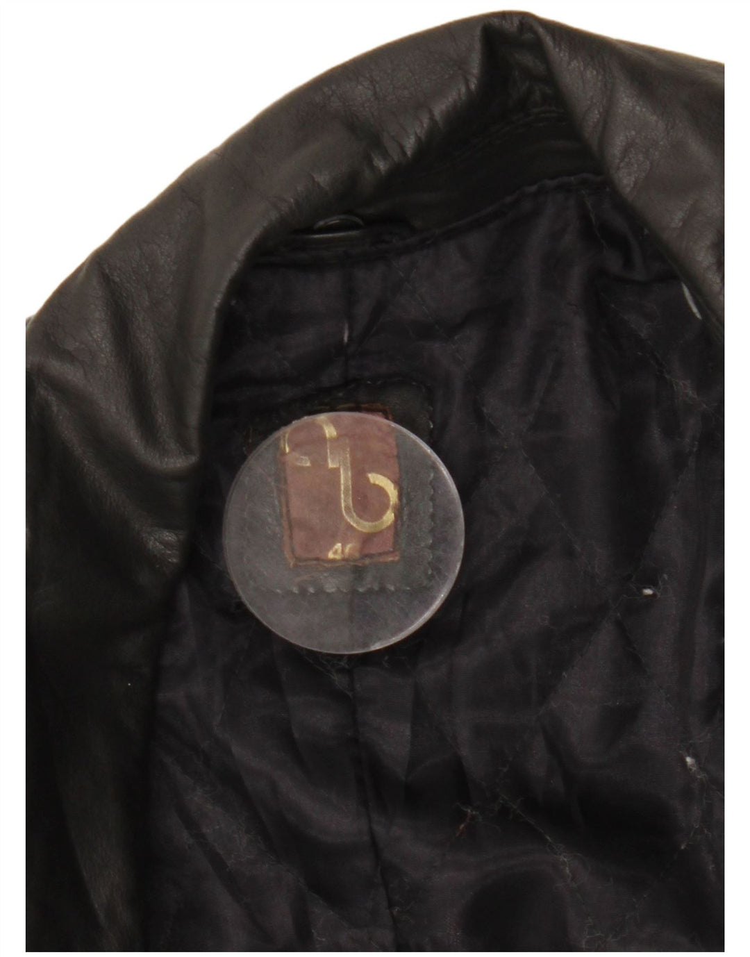 Jachetă de piele vintage pentru femei la dublu piept IT 46 Large Black