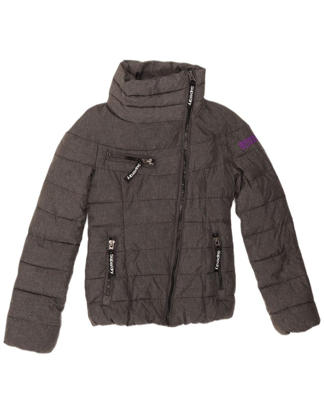 Superdry Veste matelassée graphique pour femme UK 6 XS Gris Polyester