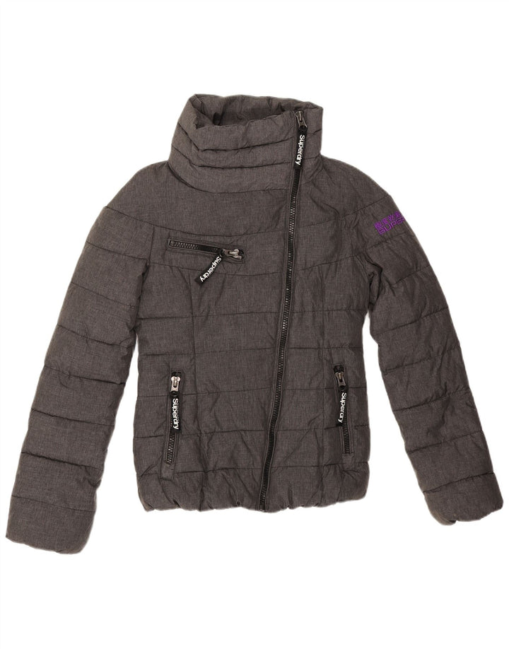 Superdry Veste matelassée graphique pour femme UK 6 XS Gris Polyester