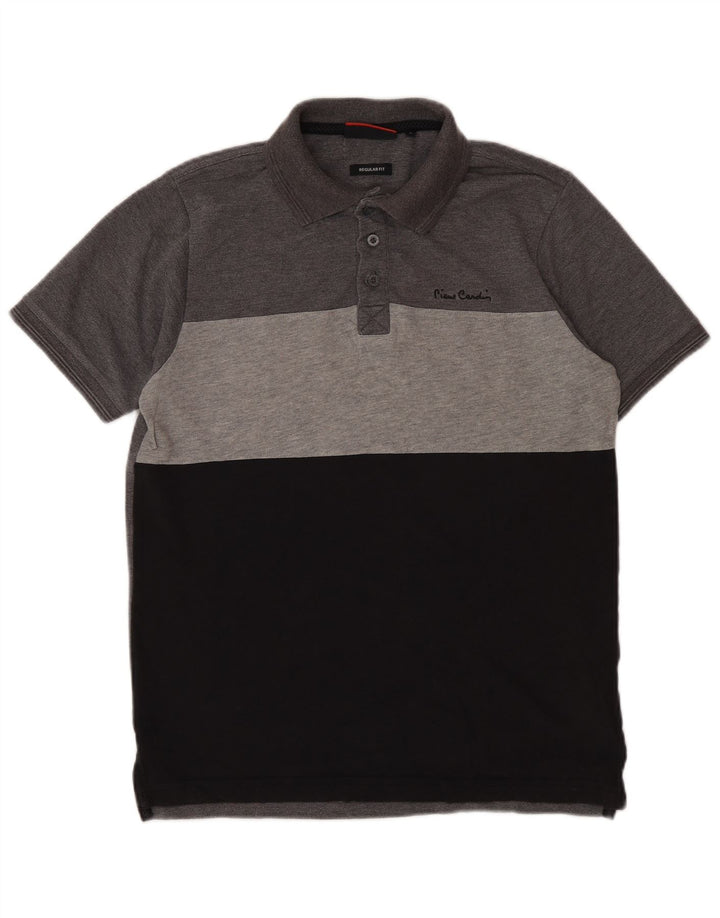 Pierre Cardin Mens Regular Fit Polo Shirt Small Grey Colourblock Polyester
