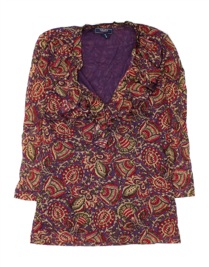 CHAPS Womens 3/4 Sleeve Blouse Top UK 10 Small Multicoloured Floral Vintage Chaps and Second-Hand Chaps from Messina Hembry 