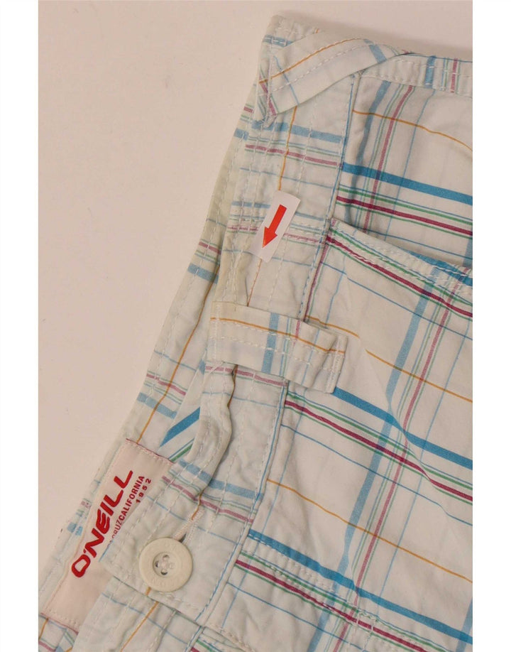 O'Neill Mens Cargo Shorts W34 Large Blue Check Cotton