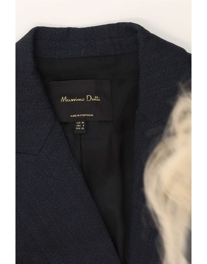 Massimo Dutti Womens 1 Button Blazer Jacket EU 36 XS Navy Blue Viscose