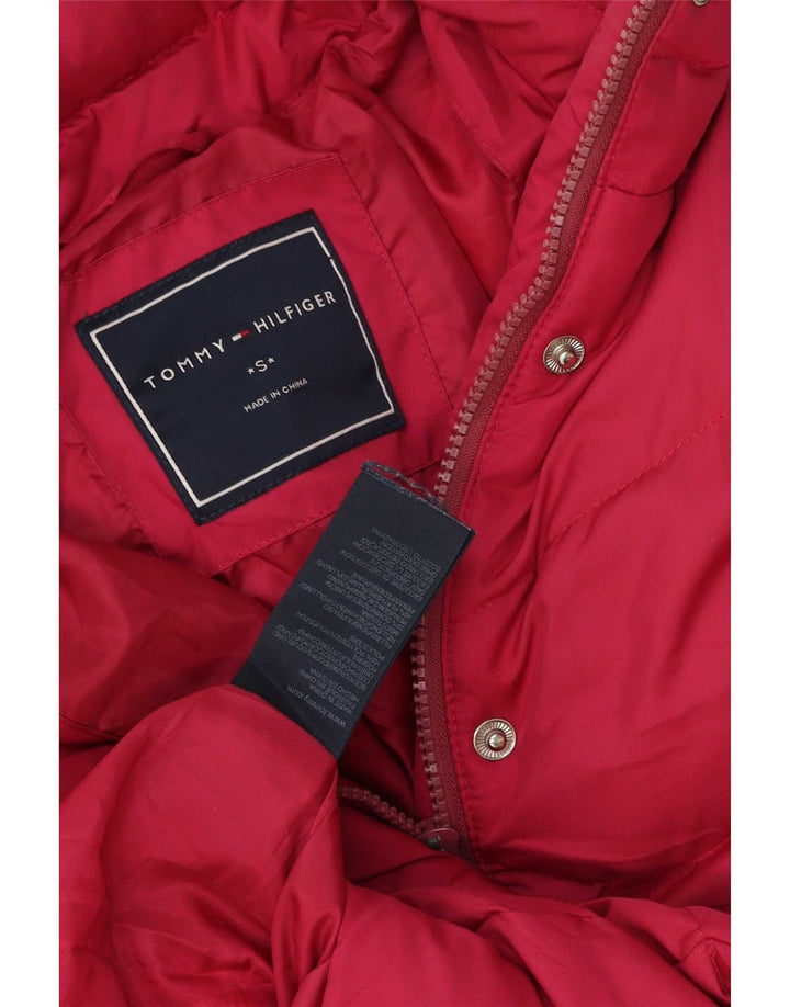 Tommy Hilfiger Womens Hooded Padded Jacket UK 10 Small Pink Polyester
