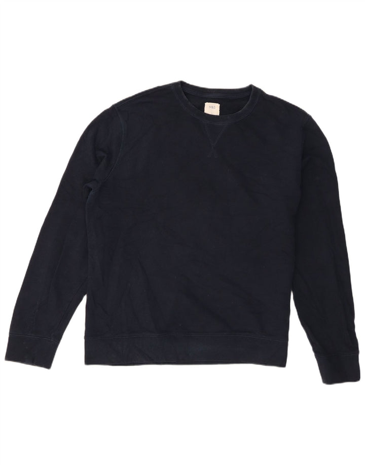 Marks & Spencer Mens Sweatshirt Jumper Large Navy Blue Cotton