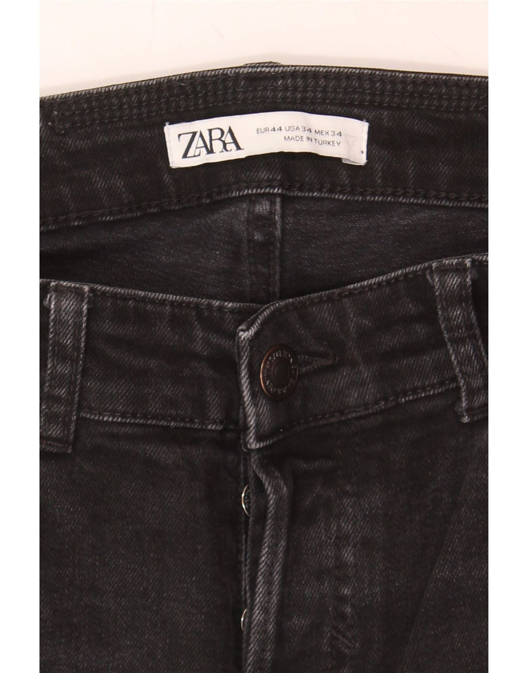 ZARA Womens Distressed Slim Jeans W34 L29  Black Cotton Vintage Zara and Second-Hand Zara from Messina Hembry 
