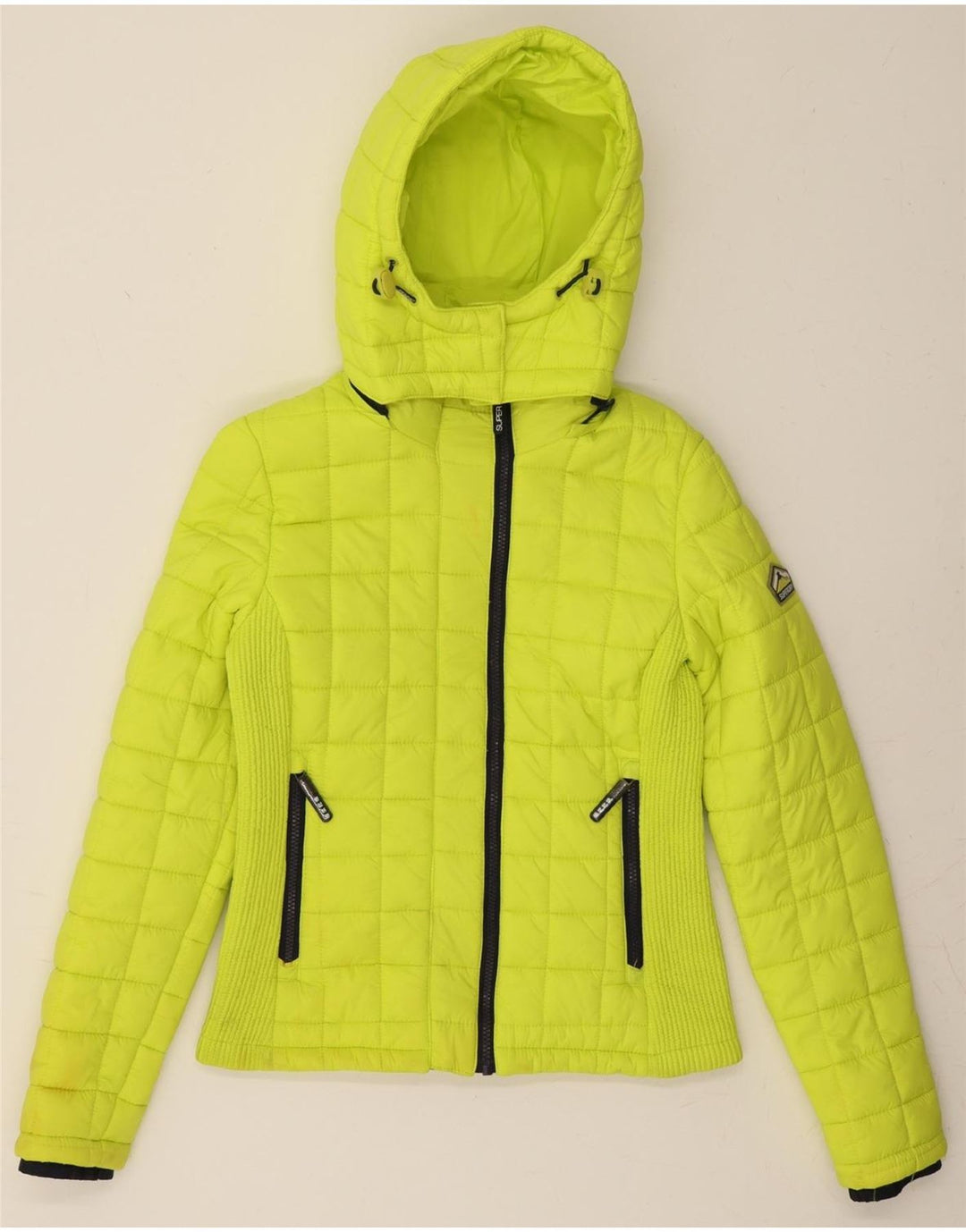 SUPERDRY Womens Hooded Padded Jacket UK 10 Small Green Polyester Vintage Superdry and Second-Hand Superdry from Messina Hembry 