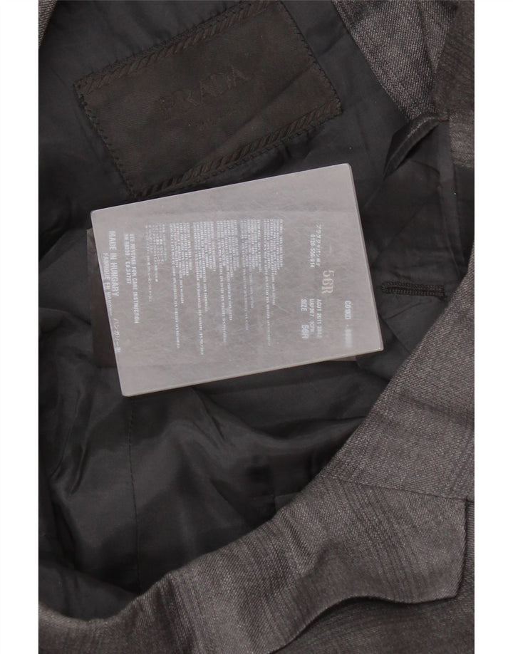 Jaqueta Blazer Masculina Prada com 2 Botões IT 56 2XL Cinza Check Viscose