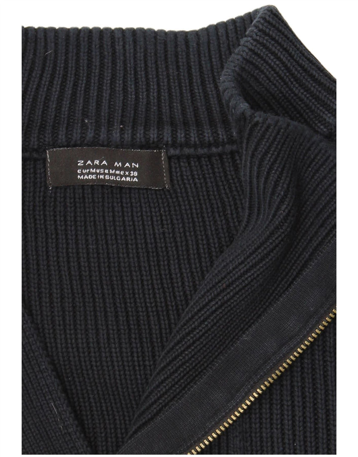 ZARA Maglione da Uomo con Zip e Collo Blu Navy Medio