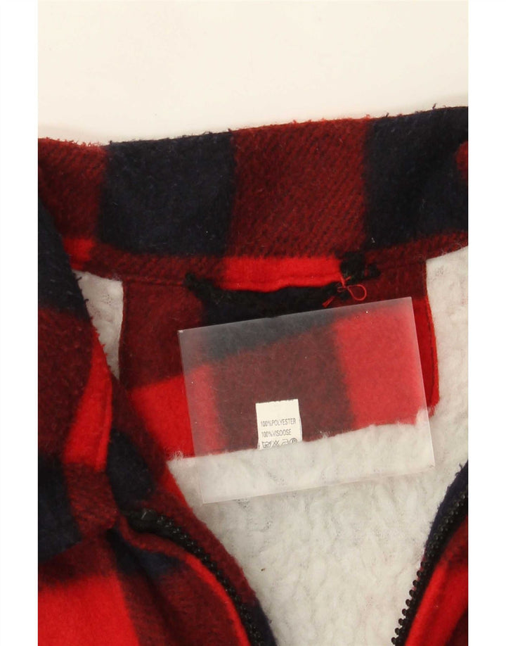 Vintage Mens Fleece Lumberjack Shirt Large Red Gingham Polyester