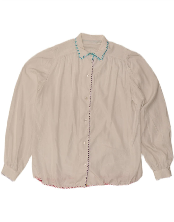 VINTAGE Womens Shirt UK 14 Large White Vintage Vintage and Second-Hand Vintage from Messina Hembry 