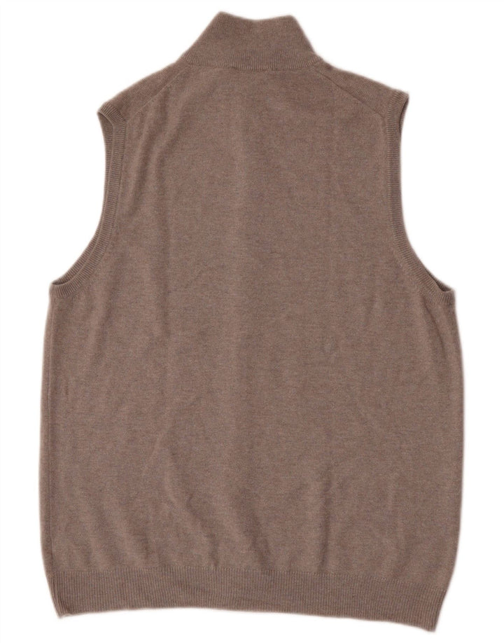 Vintage herre ærmeløs cardigan sweater mellemgrå uld