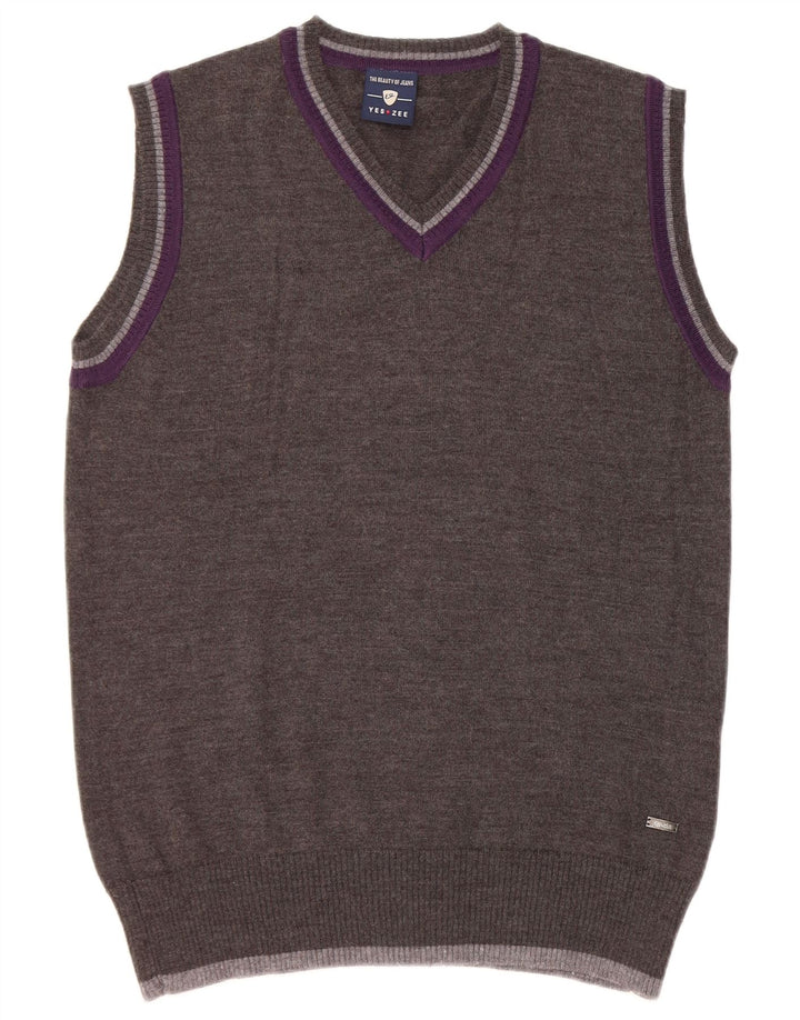 Yes Zee Mens Vest Tank Top XL Grey Viscose