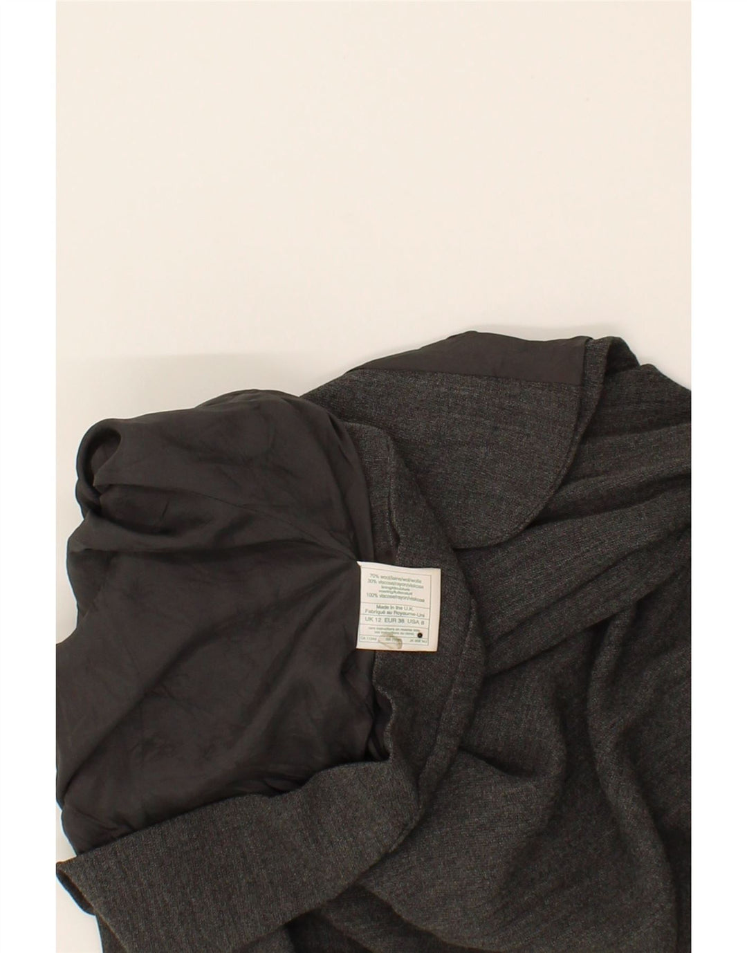 LAURA ASHLEY Womens 3 Button Blazer Jacket UK 12 Medium Grey Wool Vintage Laura Ashley and Second-Hand Laura Ashley from Messina Hembry 