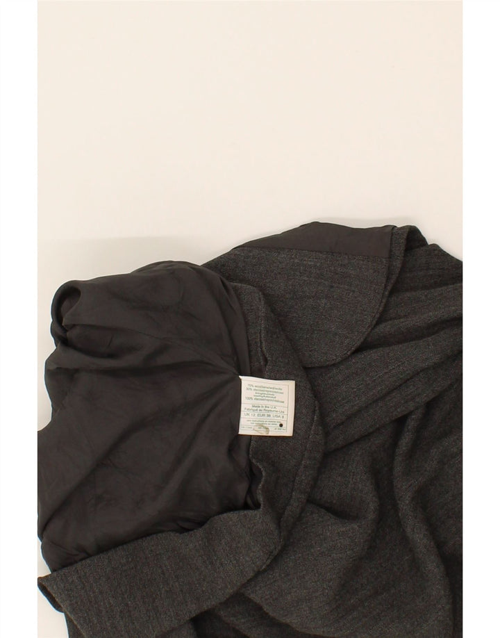 LAURA ASHLEY Womens 3 Button Blazer Jacket UK 12 Medium Grey Wool Vintage Laura Ashley and Second-Hand Laura Ashley from Messina Hembry 