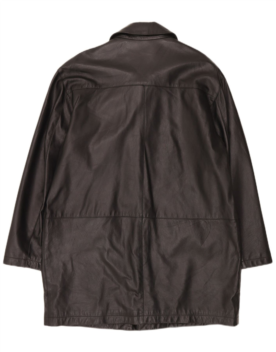 Vintage hombres cuero abrigo IT 50 grande negro