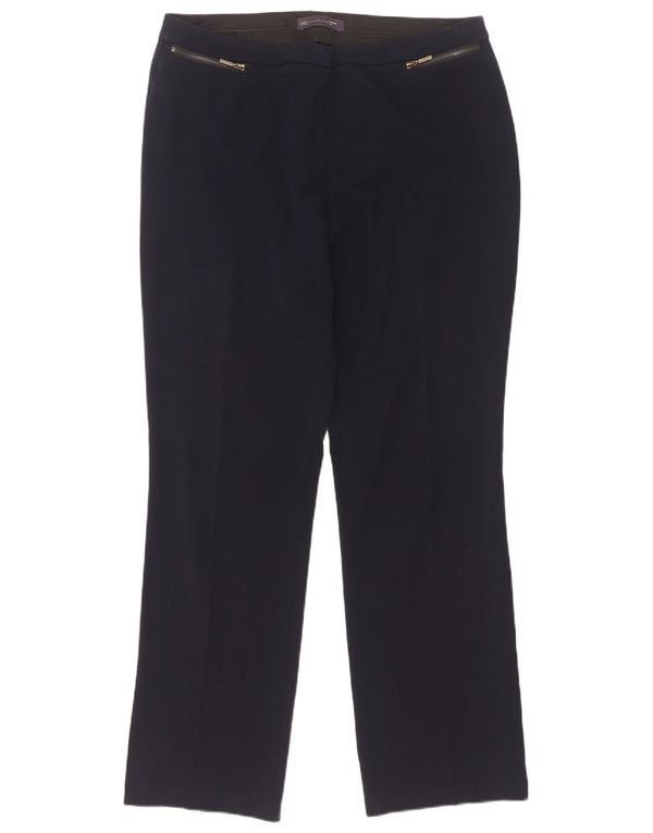 Marks & Spencer Womens Casual Trousers UK 14 Large W34 L31 Navy Blue