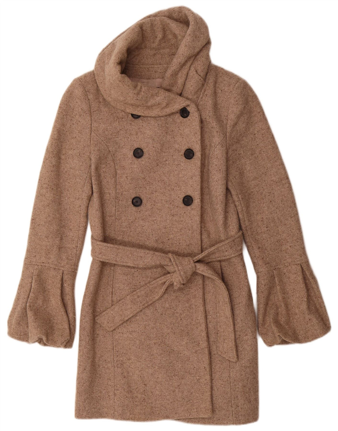 Zara Womens Double Breasted Coat UK 12 Medium Beige Flecked