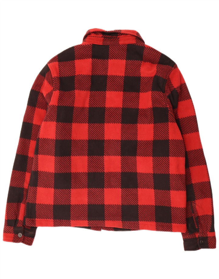 Vintage Mens Fleece Bomber Jacket EU 50 Large Red Plaid Polyester