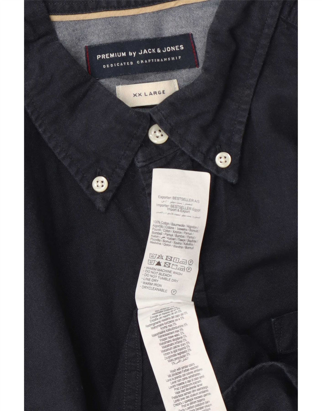 Jack & Jones Mens Shirt 2XL Navy Blue Cotton